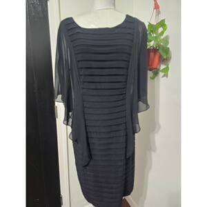 Adrianna Papell Womens Dress Mini Bodycon Black Flutter Sleeve sz 14